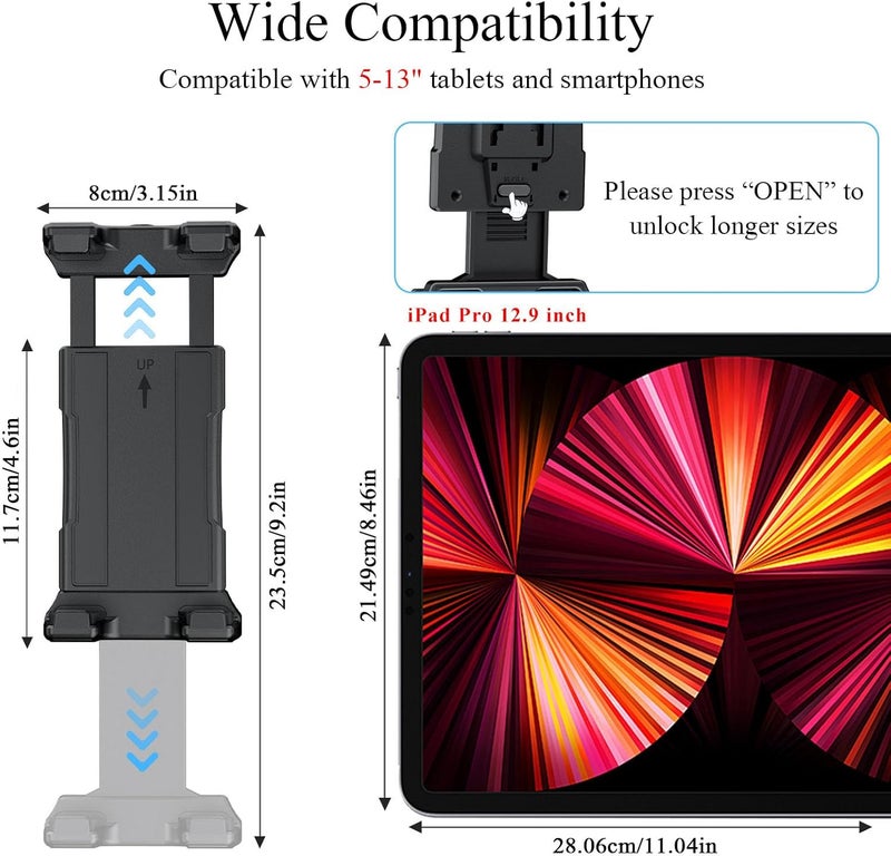 OHLPRO Universal Tablet Wall Mount Holder for 4.7-13 inch Tablet Smartphone eReader, 360° Adjustment Compatible with iPad, iPhone, Kindle Fire HD, Galaxy Tab, Switch, Drilled Screw Mounting - Image 4